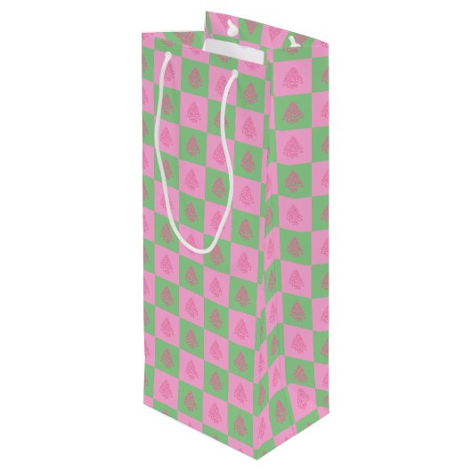 CHEERS CHRISTMAS TREES-4-WINE GIFT BAG WIJN CADEAUTAS (Achterkant Gekanteld)