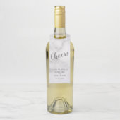 'Cheers' Classy Elegant Script Marmeren bruiloft Flessenhanger (Op fles)