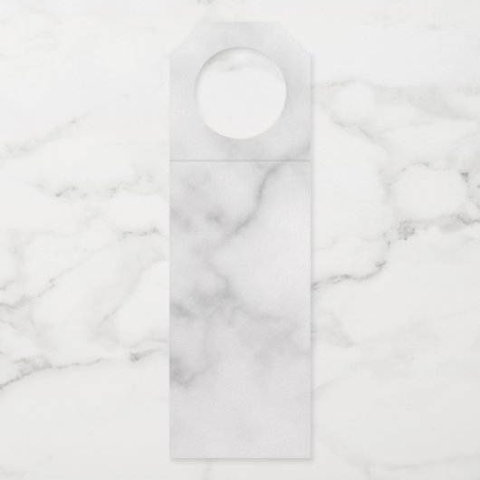 'Cheers' Classy Elegant Script Marmeren bruiloft Flessenhanger (Achterkant)