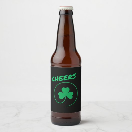 Cheers, Clover, Shamrock, Irish Green, St Patricks Bier Etiket (Voorkant)