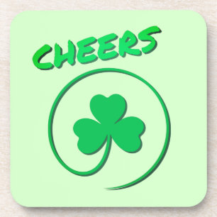 Cheers Clover Shamrock Irish Green St Patricks Day Bier Onderzetter