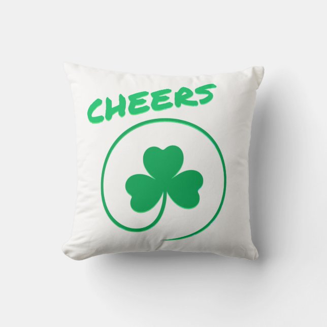 Cheers Clover Shamrock Irish Green St Patricks Day Kussen (Voorkant)