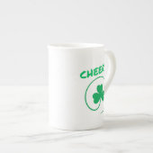 Cheers Clover Shamrock Irish Green St Patricks Day Porselein Kop (Voorkant rechts)