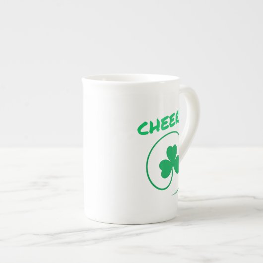Cheers Clover Shamrock Irish Green St Patricks Day Porselein Kop (Voorkant rechts)