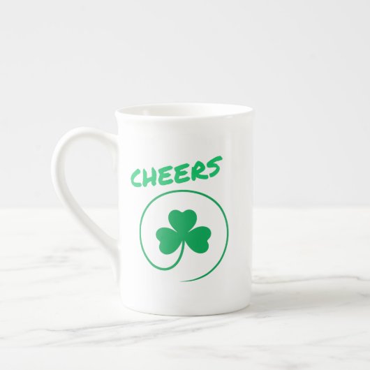 Cheers Clover Shamrock Irish Green St Patricks Day Porselein Kop (Links)