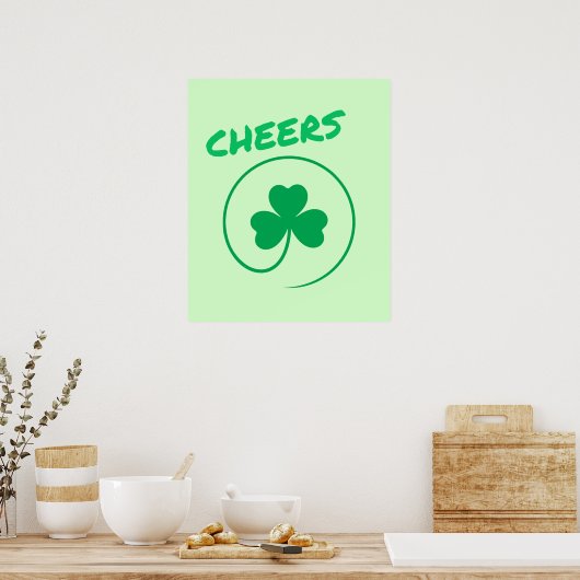 Cheers Clover Shamrock Irish Green St Patricks Day Poster (Keuken)