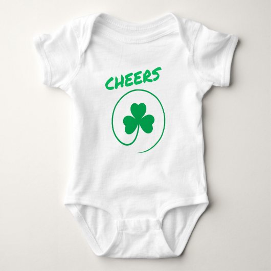 Cheers Clover Shamrock Irish Green St Patricks Day Romper (Voorkant)
