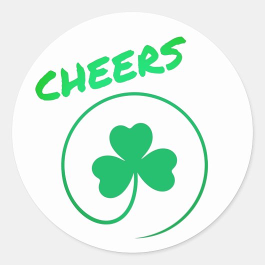 Cheers Clover Shamrock Irish Green St Patricks Day Ronde Sticker (Voorkant)