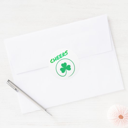 Cheers Clover Shamrock Irish Green St Patricks Day Ronde Sticker (Envelop)