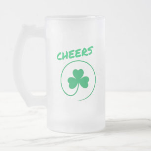 Cheers, Clover, Shamrock, Irish Green, St Patricks Matglas Bierpul
