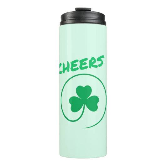 Cheers, Clover, Shamrock, Irish Green, St Patricks Thermosbeker (Voorkant)