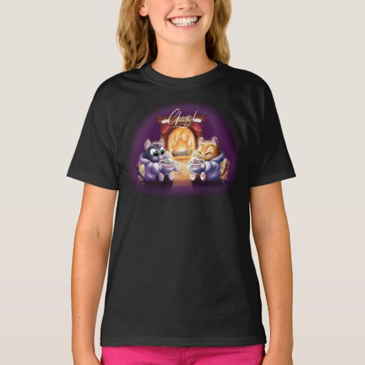 CHEERS! COCOA CATS van Jeff Willis Art T-shirt (Voorkant)