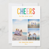 CHEERS Colorful New Year's Foto Feestdagenkaart (Voorkant)