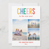 CHEERS Colorful New Year's Foto Feestdagenkaart (Voorkant)