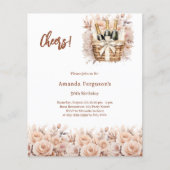 Cheers cream rozen bloemen verjaardagsuitnodiging (Voorkant)