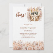 Cheers Cream rozen Florals Luxe verjaardag Kaart (Voorkant)