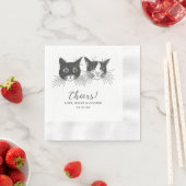 Cheers Custom Cat Drawn Cocktail Napkins Wedding Servet (Insitu)