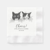Cheers Custom Cat Drawn Cocktail Napkins Wedding Servet (Voorkant)