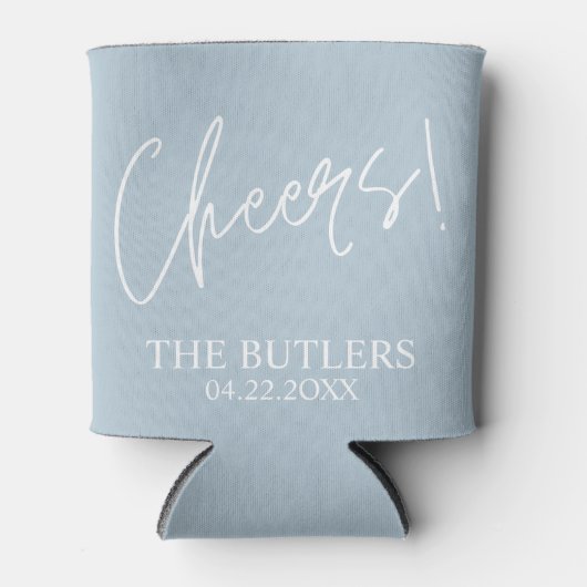 Cheers! Custom Dusty Blue Wedding Koelbox Blikjeskoeler (Voorkant)