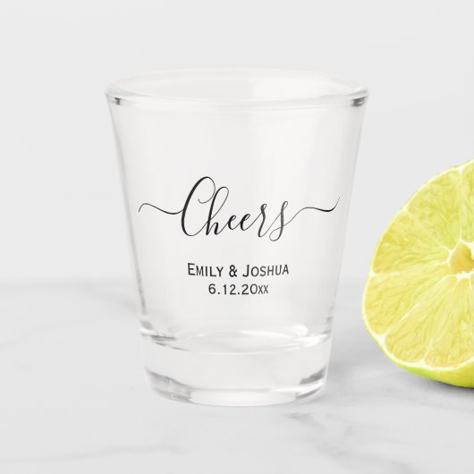 Cheers Custom Personalised Wedding Party Favor Shot Glas (Voorkant)