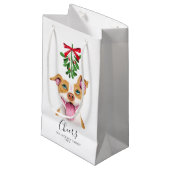 Cheers Cute Pitbull Dog en Mistletoe Kerstmis Klein Cadeauzakje (Voorkant Gekanteld)