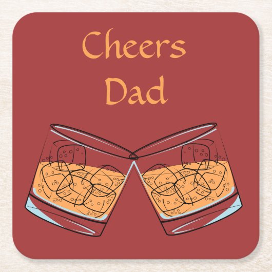 Cheers Dad Whiskey Glass Square Onderzetters (Voorkant)