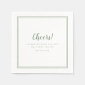 Cheers de heer Mrs. minimalist Wedding Modern Sage Servet (Voorkant)
