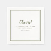 Cheers de heer Mrs Wedding Modern Rustic Olive Gre Servet (Voorkant)