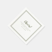 Cheers de heer Mrs Wedding Modern Rustic Olive Gre Servet (Hoek)
