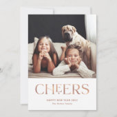 Cheers | Decoratieve tekst Happy Nieuwjaar 2 Foto Feestdagenkaart (Voorkant)