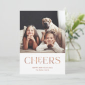 Cheers | Decoratieve tekst Happy Nieuwjaar 2 Foto Feestdagenkaart (Staand voorkant)