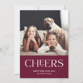 Cheers | Decoratieve tekst Happy Nieuwjaar 2 Foto Feestdagenkaart (Voorkant)