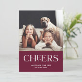 Cheers | Decoratieve tekst Happy Nieuwjaar 2 Foto Feestdagenkaart (Staand voorkant)