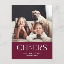 Cheers | Decoratieve tekst Happy Nieuwjaar foto Feestdagenkaart