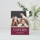 Cheers | Decoratieve tekst Happy Nieuwjaar foto Feestdagenkaart (Staand voorkant)