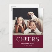 Cheers | Decoratieve tekst Happy Nieuwjaar foto Feestdagenkaart (Voorkant / Achterkant)