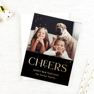 Cheers   Decoratieve tekst Happy Nieuwjaar foto Folie Feestdagen Briefkaart