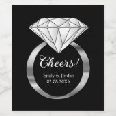 Cheers Diamond Weddenrennen Aangepaste tekst zwart Wijn Etiket (Enkel label)