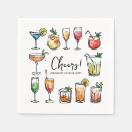 Cheers Doodle Drawing Holiday Cocktail Party Servet