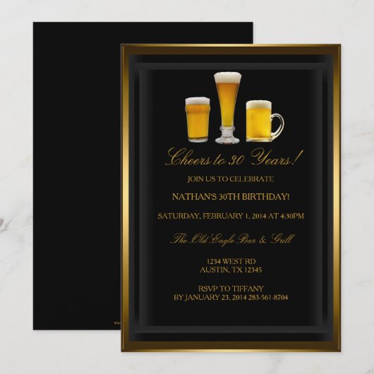 Cheers drink Birthday Party Invitation Kaart (Voorkant / Achterkant)