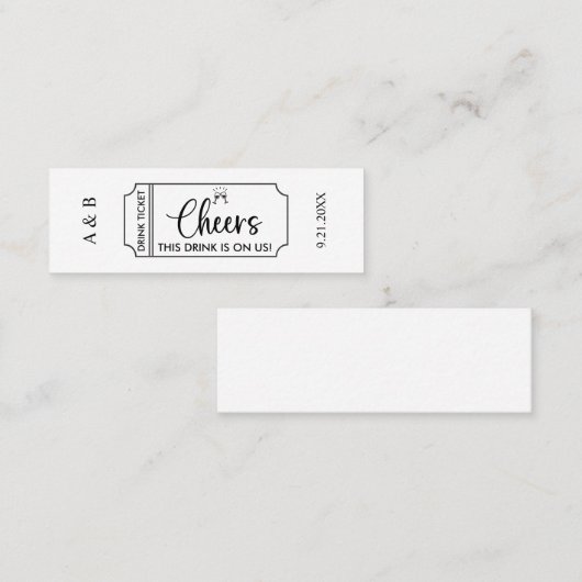 Cheers Drink op US Wedding Drink Ticket (Voorkant / Achterkant)
