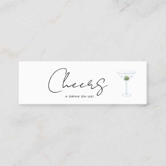Cheers Drink Ticket Wedding Reception Mini Card (Voorkant)