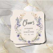 Cheers Dusty Blue BOHO Wildflowers Elegante bruilo Kartonnen Onderzetters