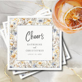Cheers Dusty Blue Wildflower bruiloft receptie Servet