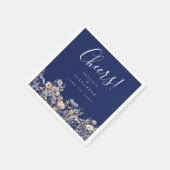Cheers Dusty Blue Wildflowers Elegante Navy Weddin Servet (Hoek)
