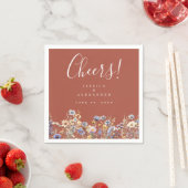 Cheers Dusty Blue Wildflowers Terracotta Wedding Servet (Insitu)