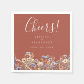 Cheers Dusty Blue Wildflowers Terracotta Wedding Servet (Voorkant)