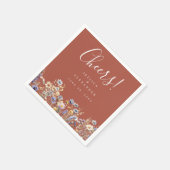 Cheers Dusty Blue Wildflowers Terracotta Wedding Servet (Hoek)