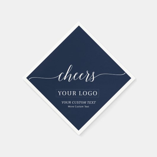 Cheers | Eenvoudige Navy Blue Business Logo Custom Servet (Hoek)