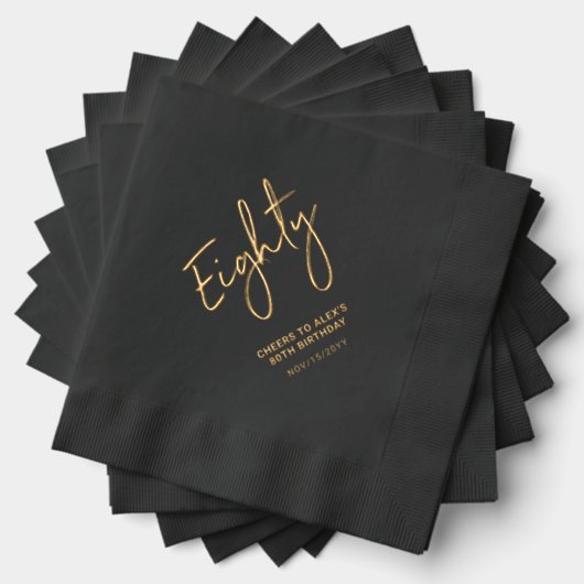 Cheers Eighty | Modern Adult 80ste verjaardag part Folie Servetten (Insitu (Gestapeld))